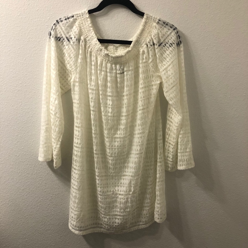 Reaction Kenneth Cole lace long sleeve shirt white